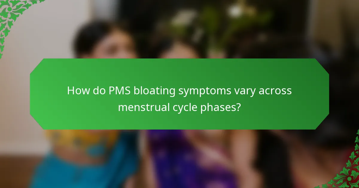 How do PMS bloating symptoms vary across menstrual cycle phases?