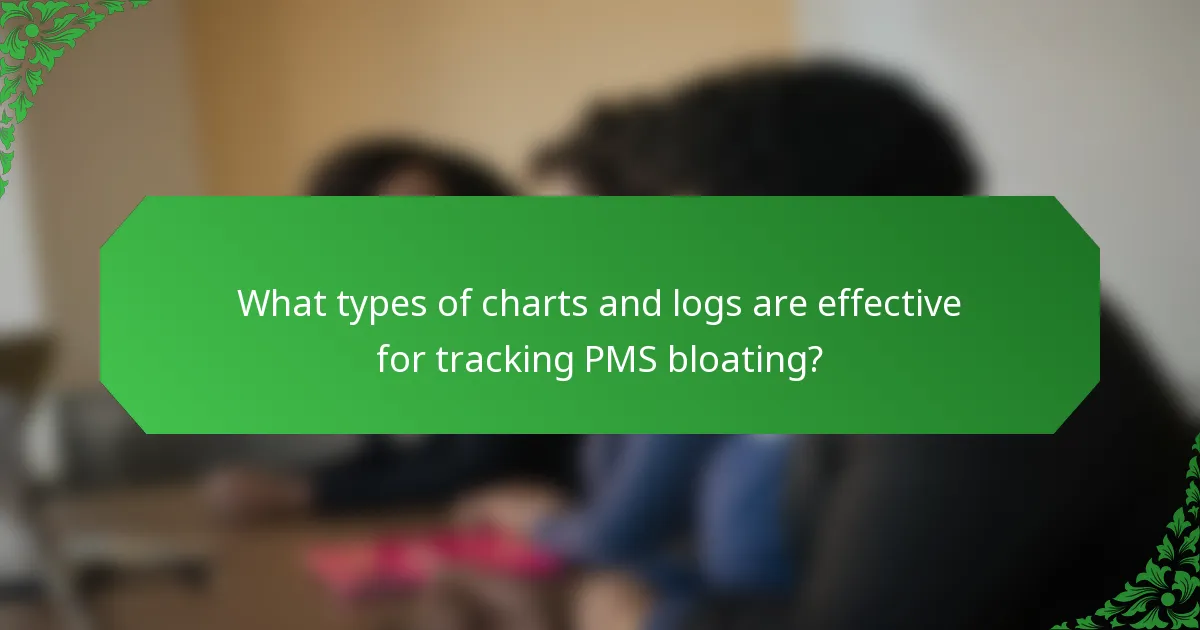 What types of charts and logs are effective for tracking PMS bloating?